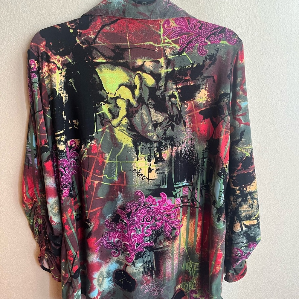 Peter Nygard Multicolor Abstract Button Down Shirt - image 4